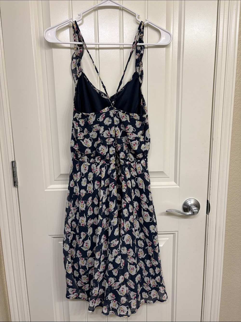 Disney x Lauren Conrad Alice in Wonderland Teapot Navy Floral Print Summer Dress - Picture 7 of 10